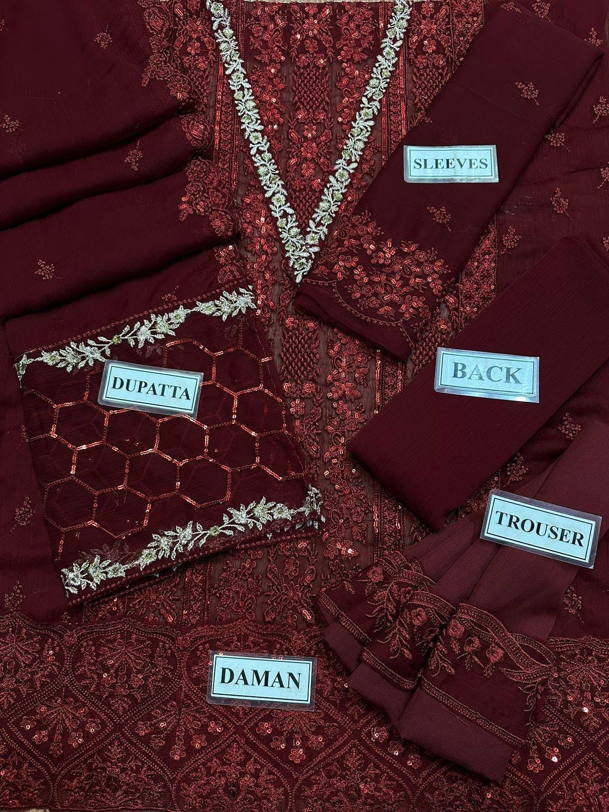 Azure Chiffon Embroidered Master Replica Suit