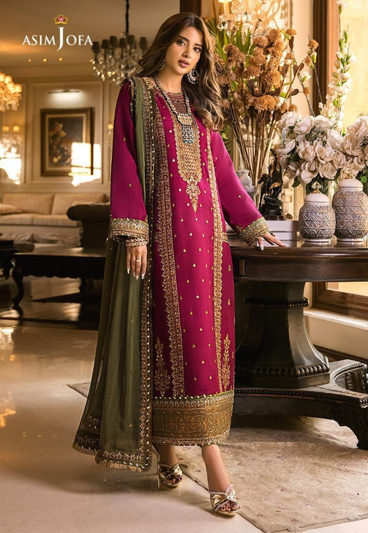 Asim Jofa AJSM-D01 Chiffon Embroidered Suit