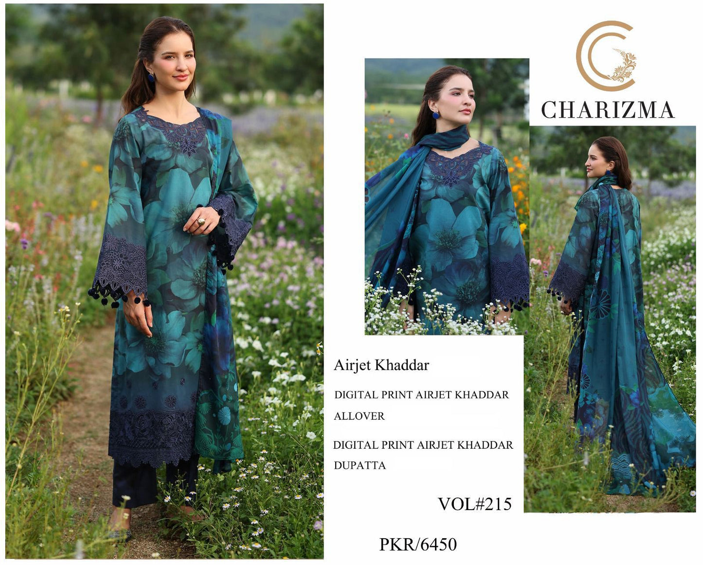 Sapphire Digital Printed Khaddar 3-Piece Unstitched Suit - Winter Elegance