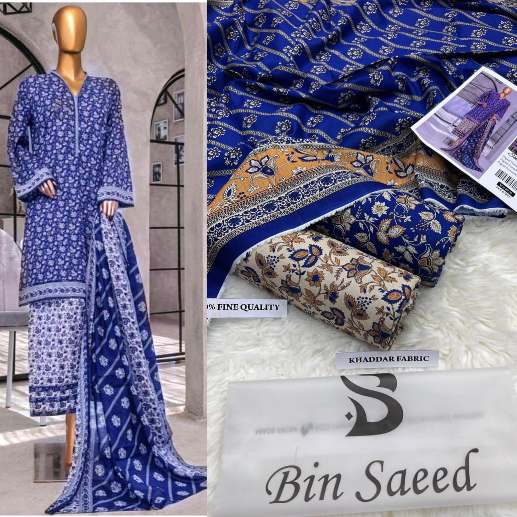 Sapphire Digital Printed Khaddar 3-Piece Unstitched Suit - Winter Elegance