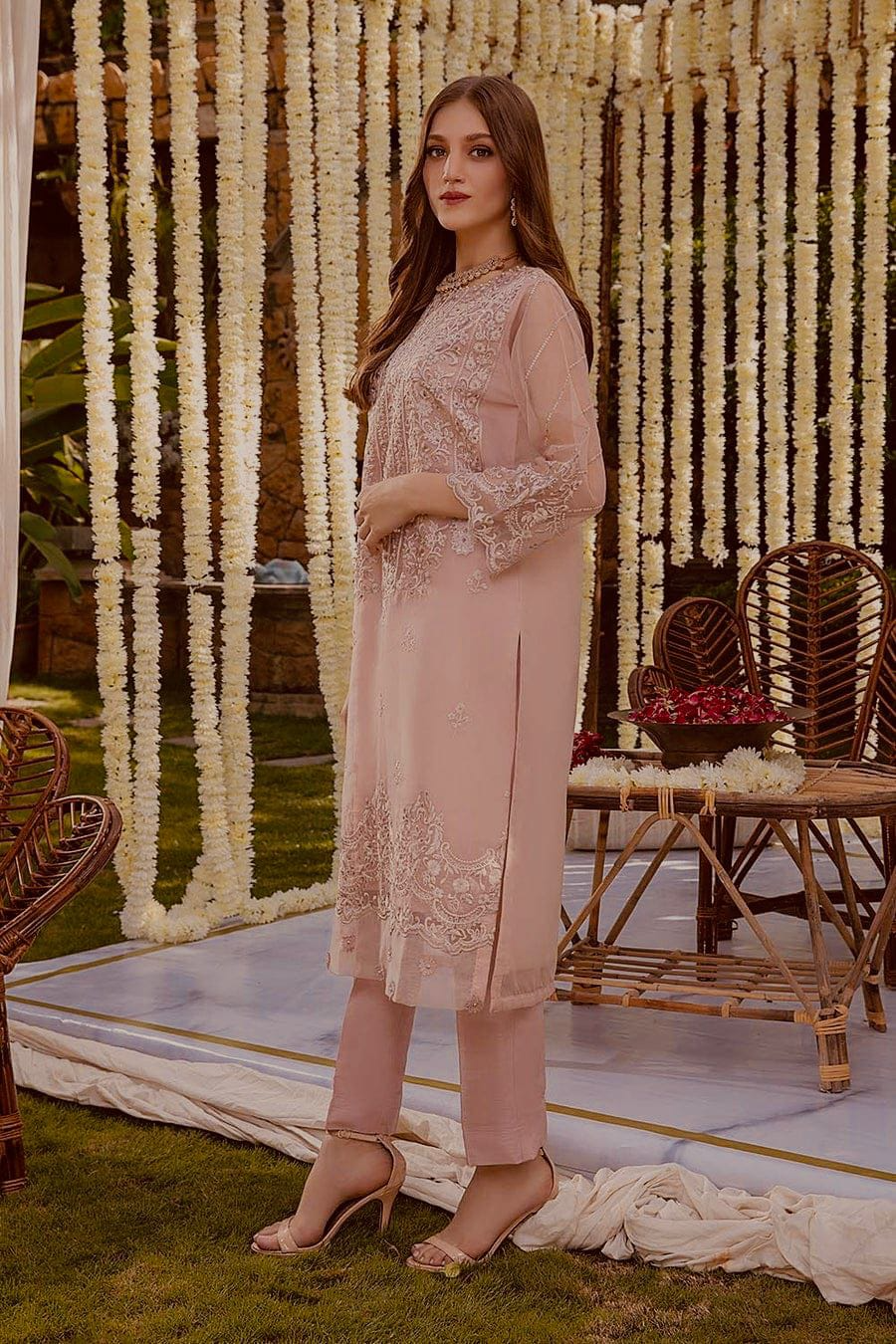 Azure Organza 2PC Embroidered Suit