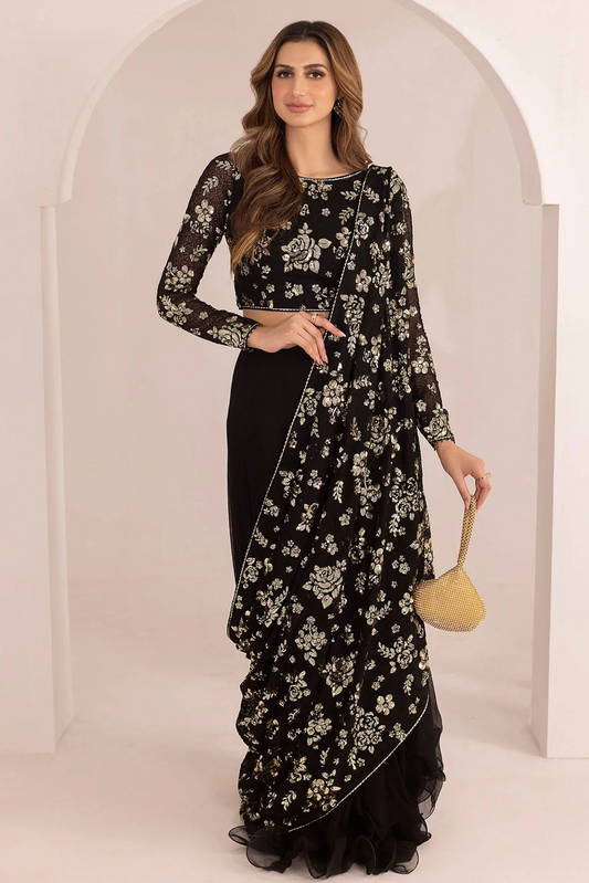 Asim Jofa Bekhudi Net Embroidered Saree