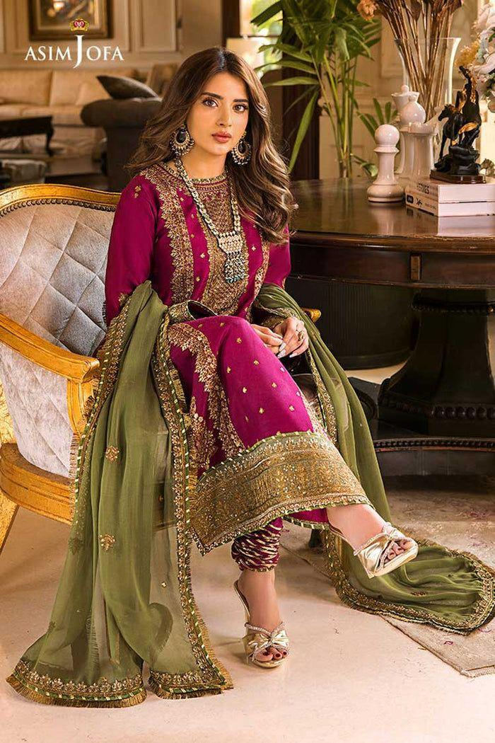 Asim Jofa AJSM-D01 Chiffon Embroidered Suit