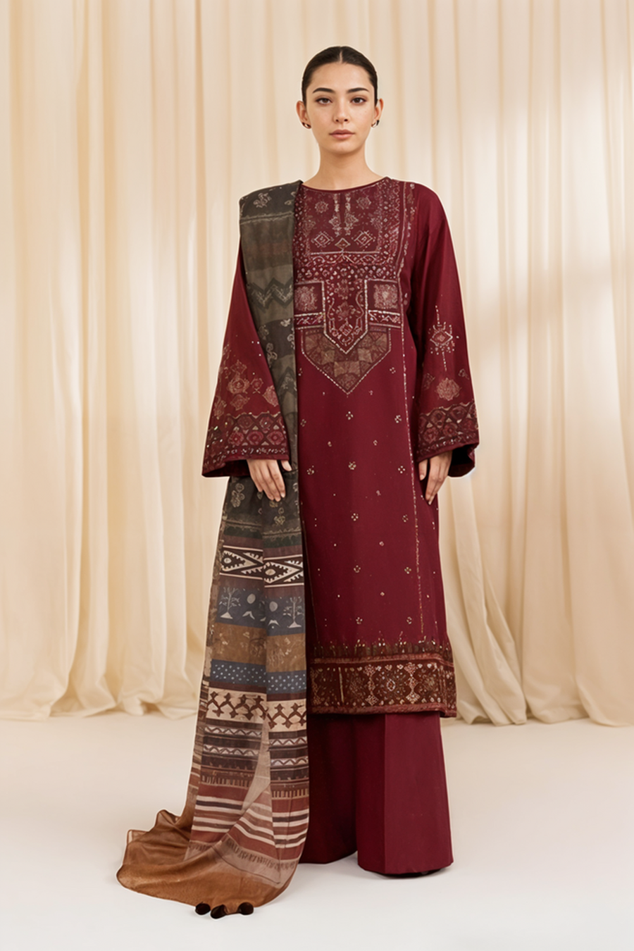 Sapphire Premium Dhanak – Embroidered Set