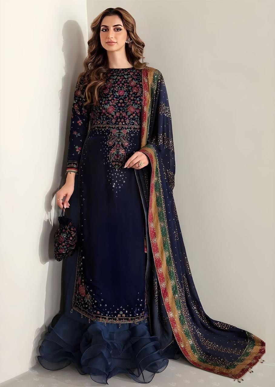 Jazmin Velvet Embroidered Suit
