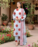 Elegant Embroidered Lawn Suit with Chiffon Dupatta – 3 Piece Unstitched Women’s Outfit