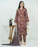 Elegant Embroidered Lawn Suit with Chiffon Dupatta – 3 Piece Unstitched Women’s Outfit