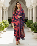 Elegant Embroidered Lawn Suit with Chiffon Dupatta – 3 Piece Unstitched Women’s Outfit