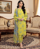 Elegant Embroidered Lawn Suit with Chiffon Dupatta – 3 Piece Unstitched Women’s Outfit
