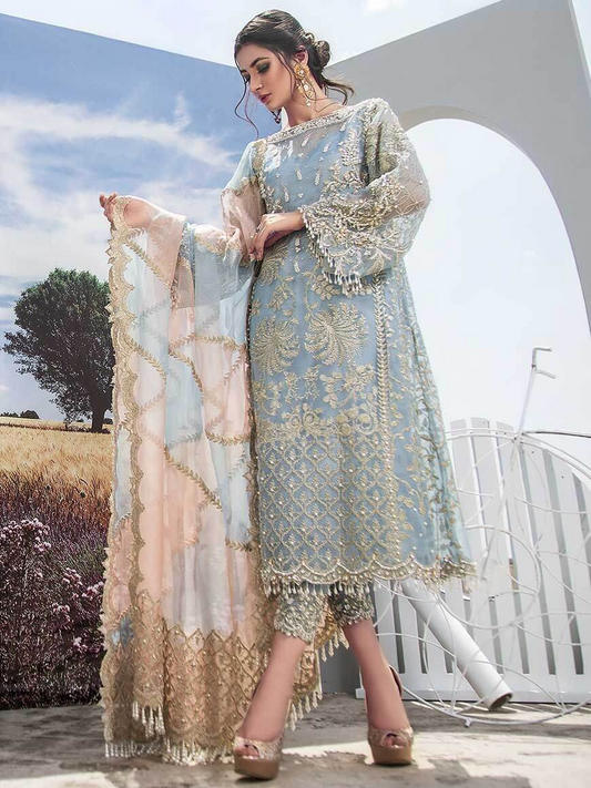 Agha Noor Organza Luxury Embroidered Suit