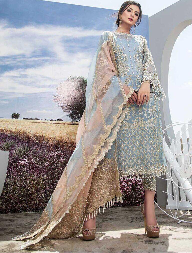 Agha Noor Organza Luxury Embroidered Suit