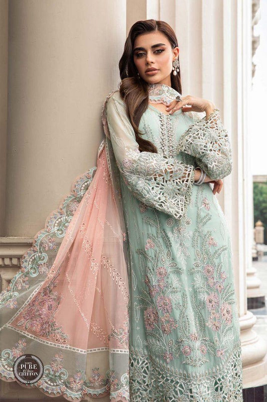 Elegant Embroidered Lawn Suit with Chiffon Dupatta – 3 Piece Unstitched Women’s Outfit